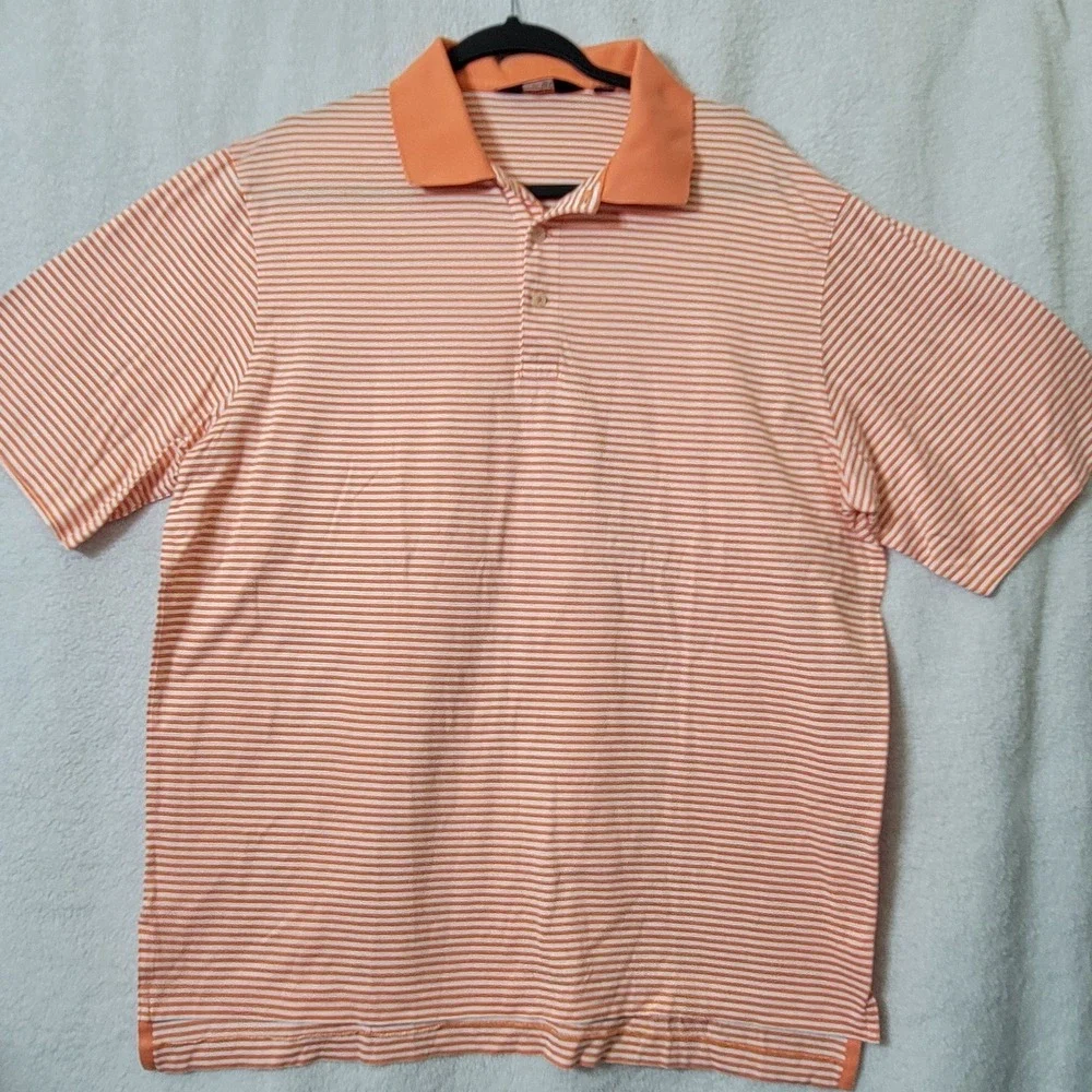 Polo Ralph Lauren Golf Polo Shirt Large Orange Striped Casual Collared Pima Soft
